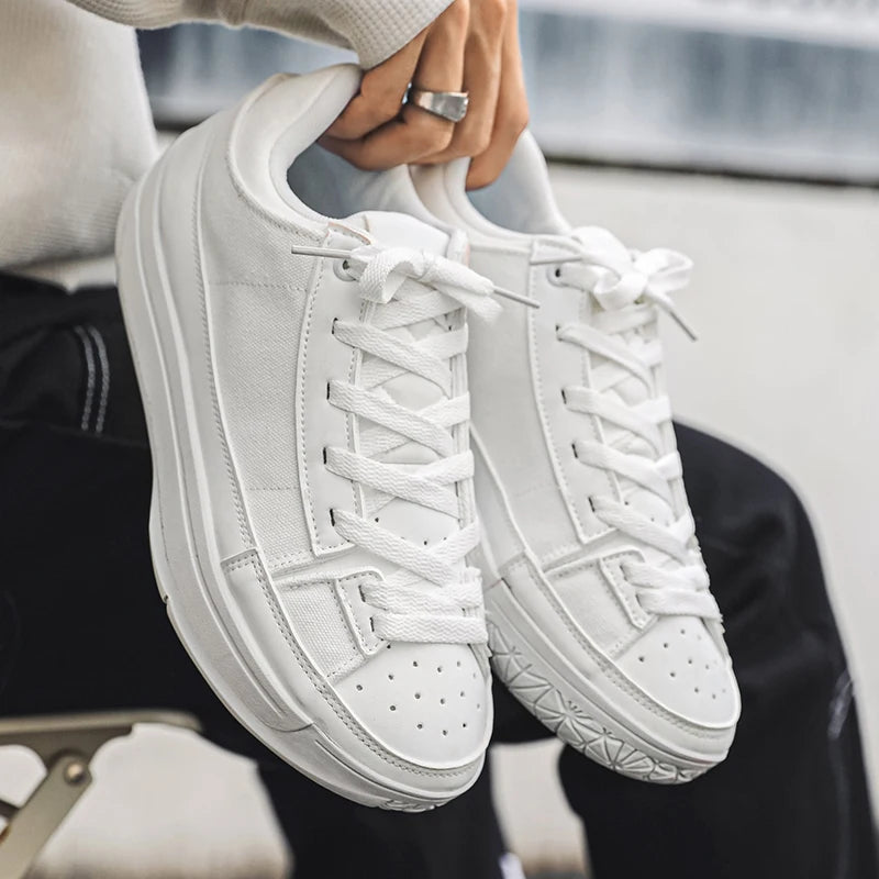 Men's Canvas Platform Sneakers - Vulcanized Skateboard Shoes