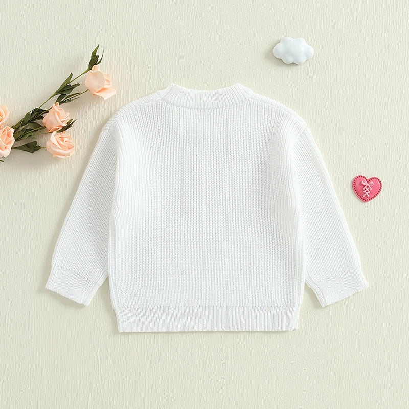 0-3Y Baby Girls Sister Sweater Letter Bowknot Embroidery Crew Neck Long Sleeve Kids Pullovers Casual Top