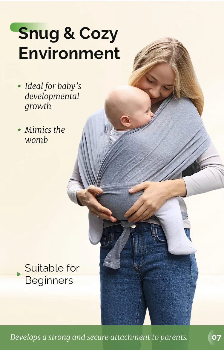 Ergonomic Baby Wrap Sling Carrier Soft Cotton Kangaroo Sling for Newborns to 36 Months