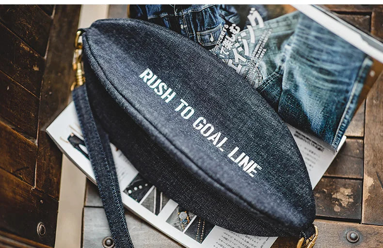 Unisex Denim Chest  Crossbody Sling , Vintage Shoulder  Large Capacity, Rugby Messenger Bag