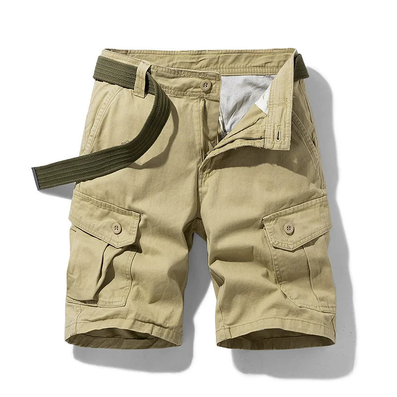 Summer Cotton Cargo Shorts - Multi-Pocket Casual Knee Length Shorts