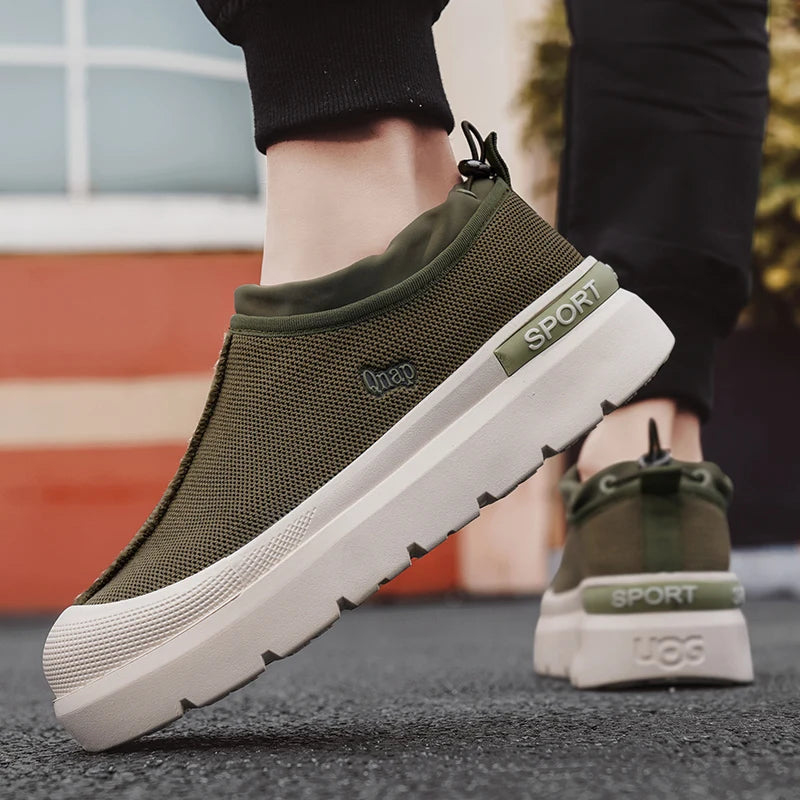 Men's Platform Vulcanized Slip-On Sneakers - Comfortable Running Tennis Shoes