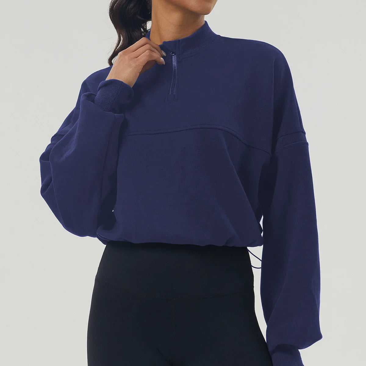 Women's Long Sleeve Loose Half Zipper Gym Breathable Running Top Fitness Workout Jacket