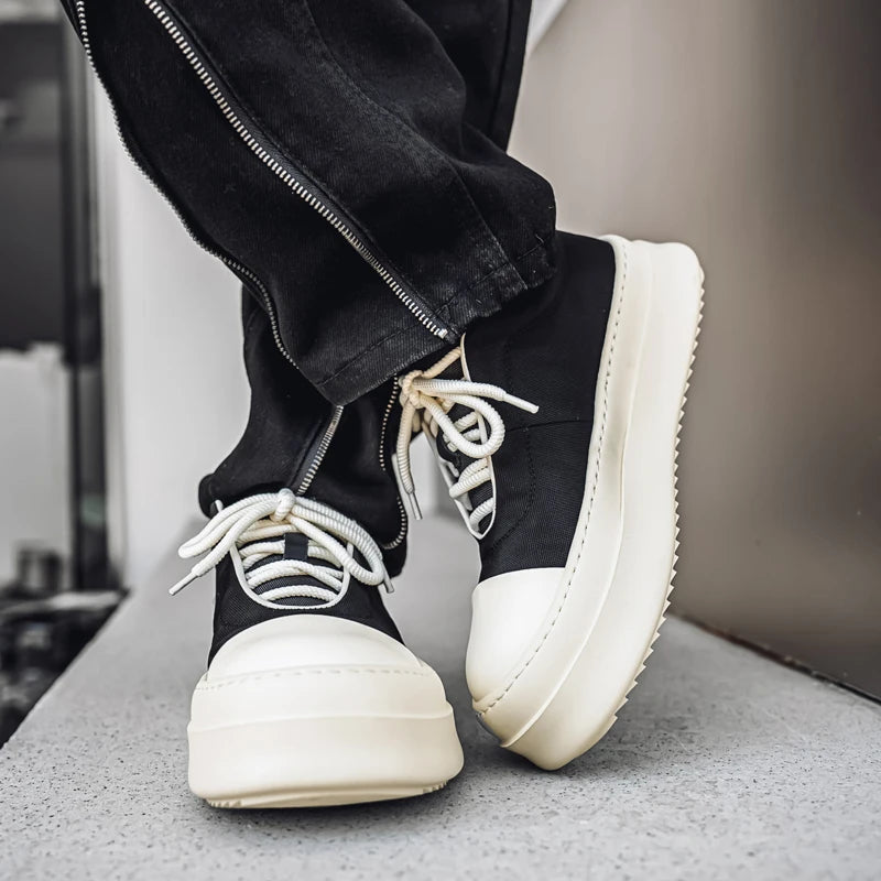 Men's Casual Platform Sports Lace Up Canvas Sneakers