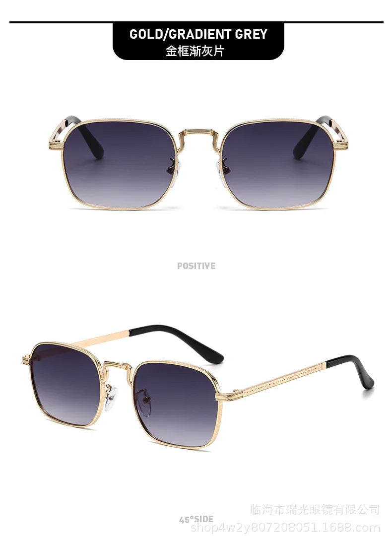 Retro Square Oval Metal Sunglasses - UV400 Protection for Women & Men