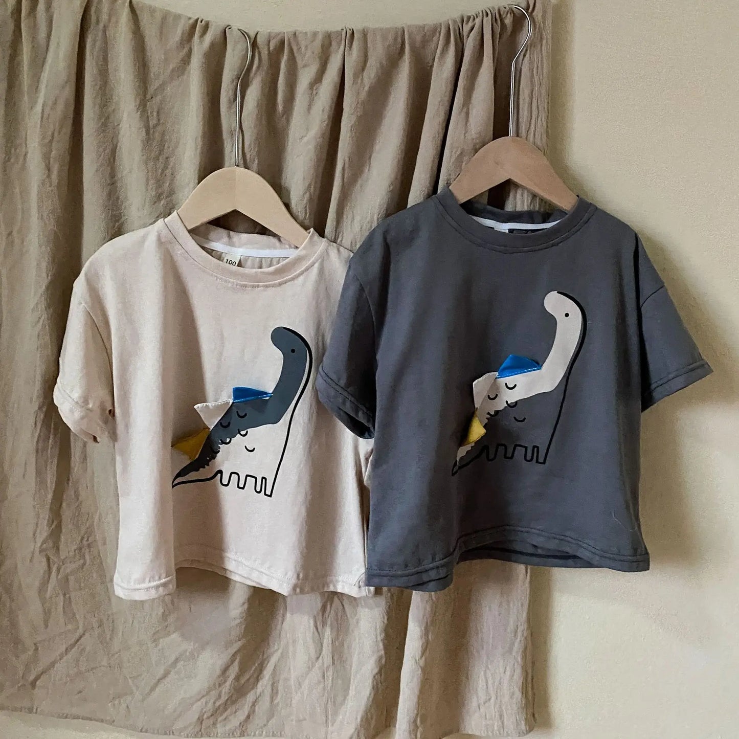 Kids Children's Dinosaur T-shirts Summer Cotton Half Sleeve T-Shirt 2-7Yrs old