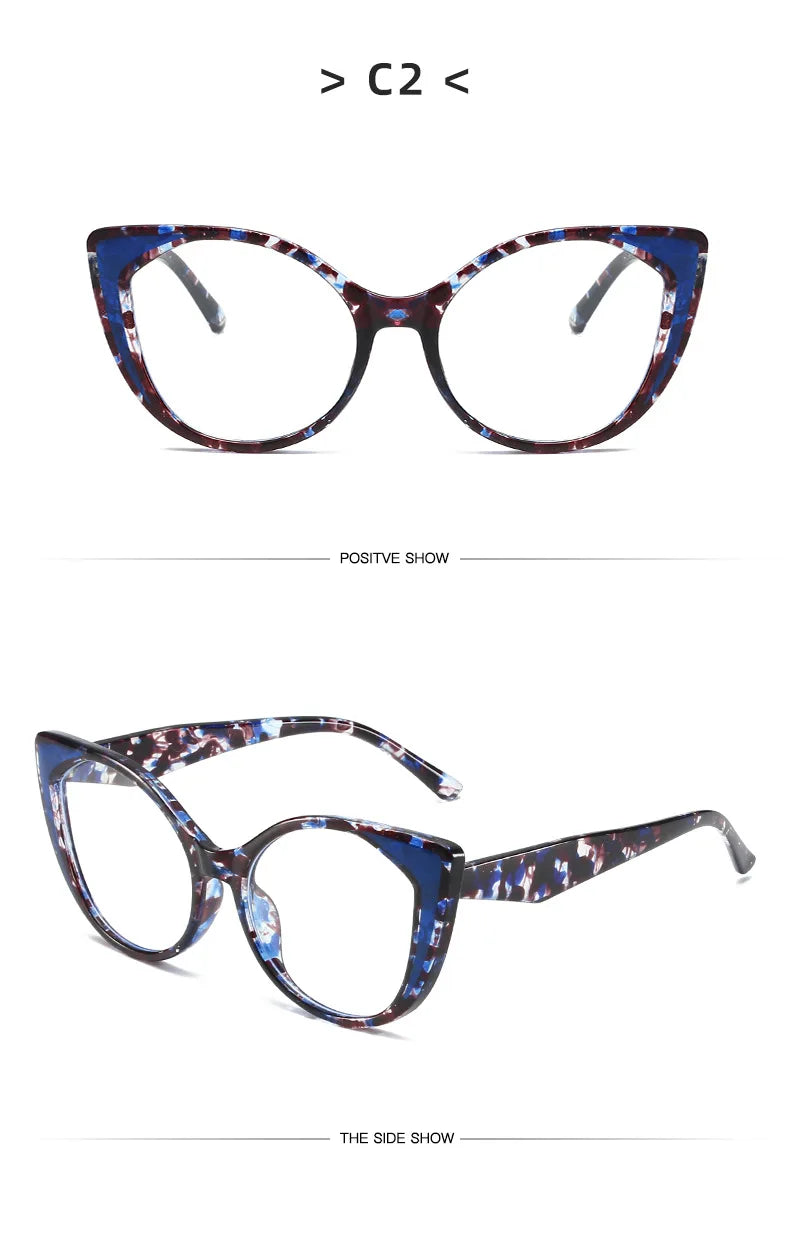 Cat Eye Blue Light Blocking Glasses - Large Frame Fashion Eyewear for Women & Men