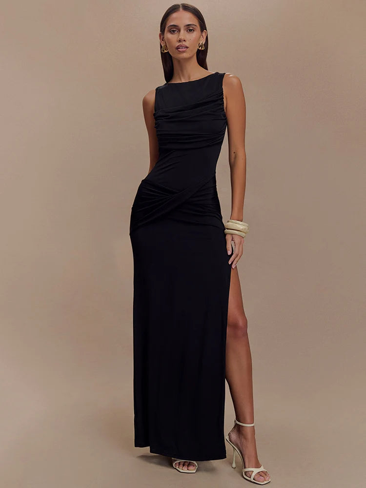 Backless Knit Tank Maxi Dress