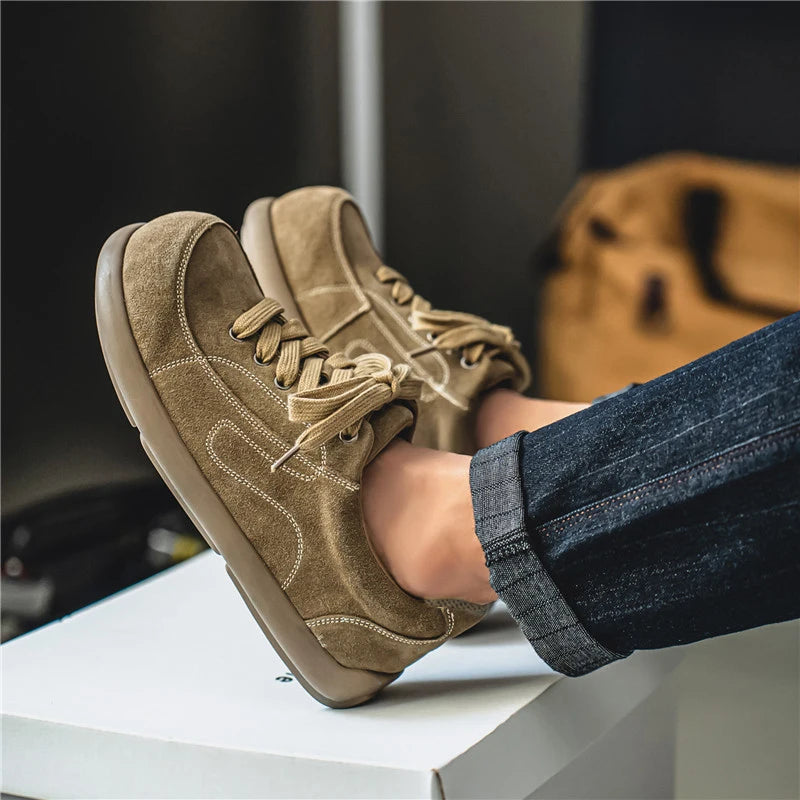 Men's Suede Leather Lace-up Casual Comfortable British Shoes