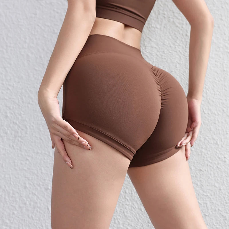 Quick-Dry Nylon Gym Shorts - High-Waisted Cycling Shorts