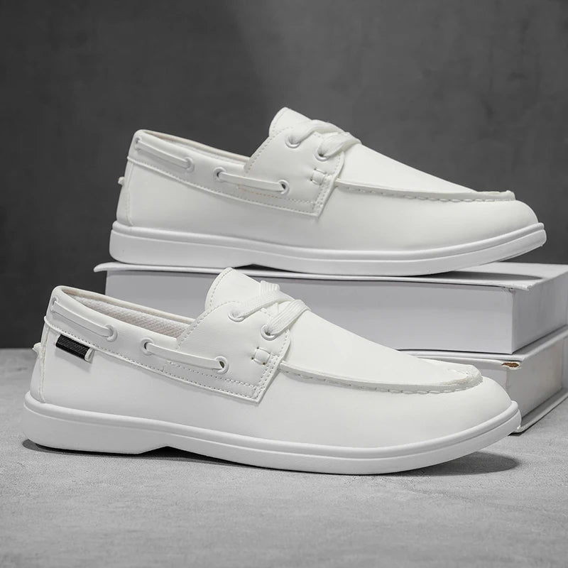 Men's Leather Slip-On Boat Shoes - Breathable Casual Loafers