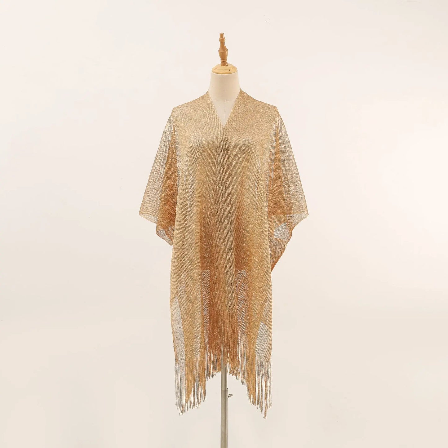 Women Swimsuit Cover Ups Shawl-Collar Caftans Beach Tunic Dress Robe Solid Tassel Pareo Beach Cover-ups