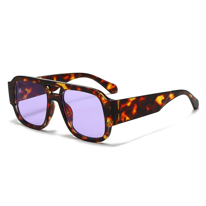Unisex 1/4 Set Retro Large Frame Double Bridges Square Sunglasses