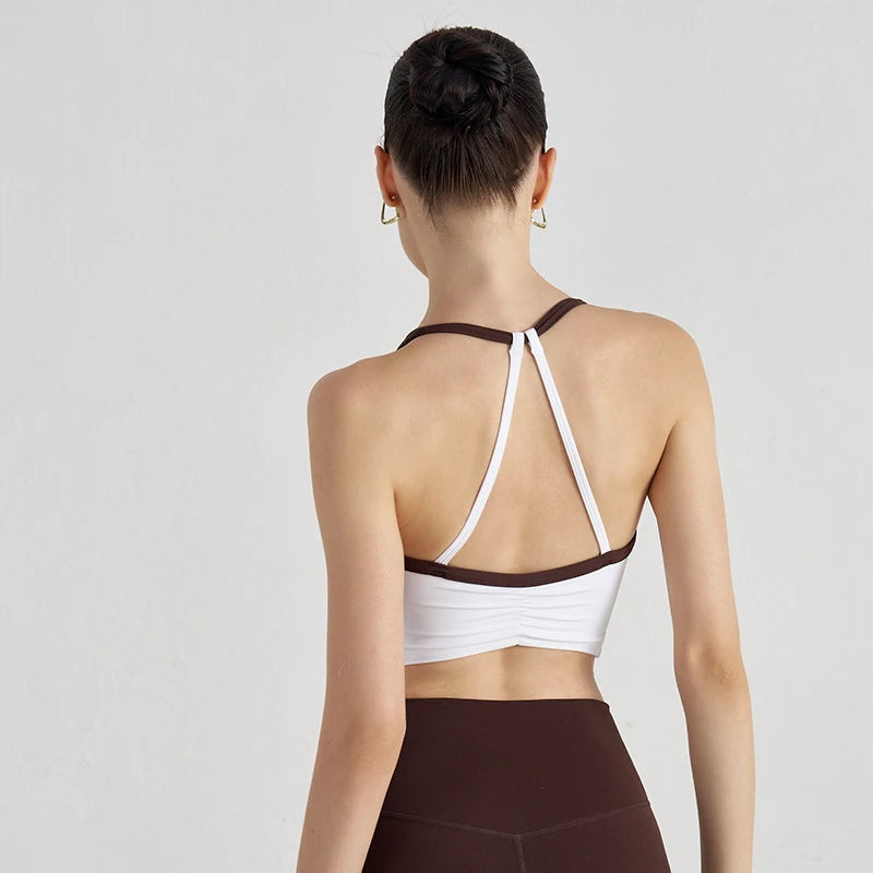 Two-Tone Nylon Sports Bra - Removable Chest Pad