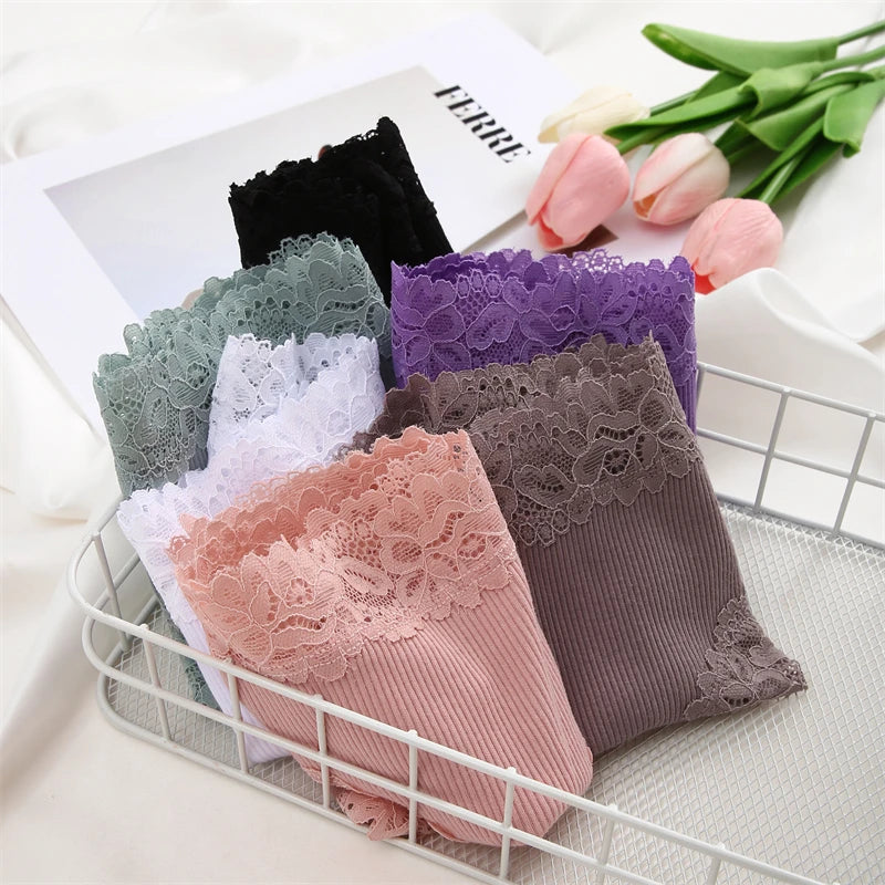 Women's Cotton Brazilian Briefs Set - 5 Pack Lace Underwear