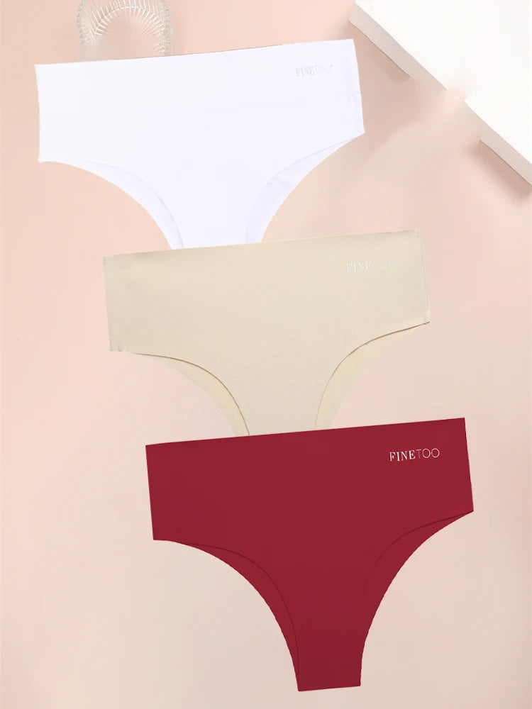 3PCS Women's Seamless Plus Size Underwear High Waist Briefs Stretch Comfortable Traceless Lingerie