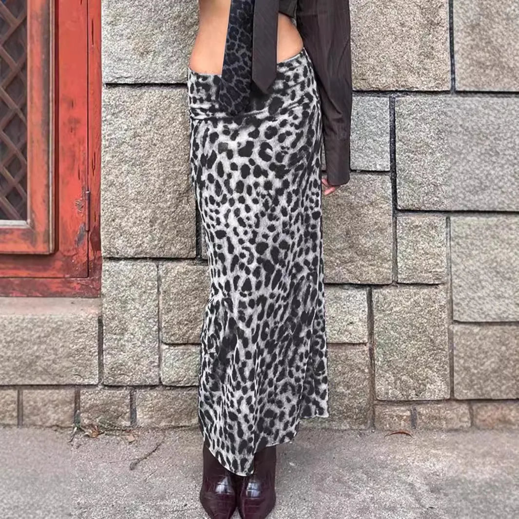 Women's Leopard Print Maxi Party Long Skirt