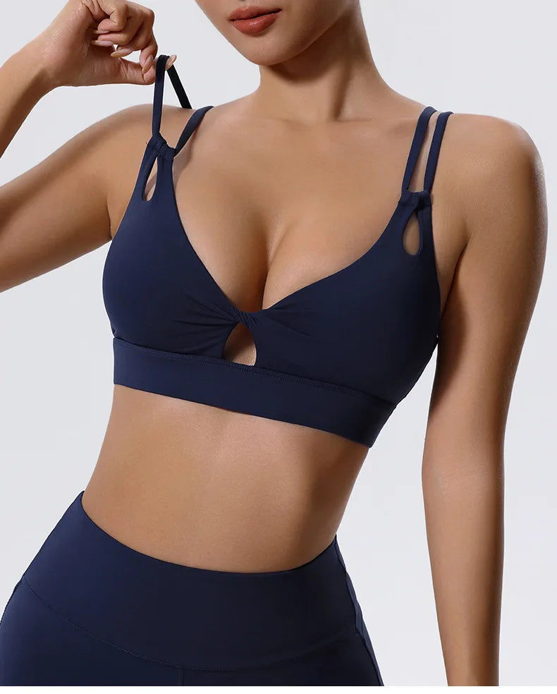 Women's High Impact Push-Up Sports Bra – Open Back Gym Crop Top