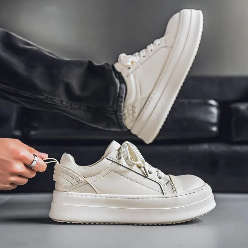Men's Casual Leather Skateboard Vulcanized Tennis Sports Shoes Sneakers