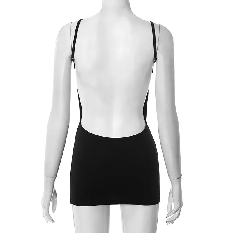 Spaghetti Strap Mini Dress - Backless Bodycon Party Dress