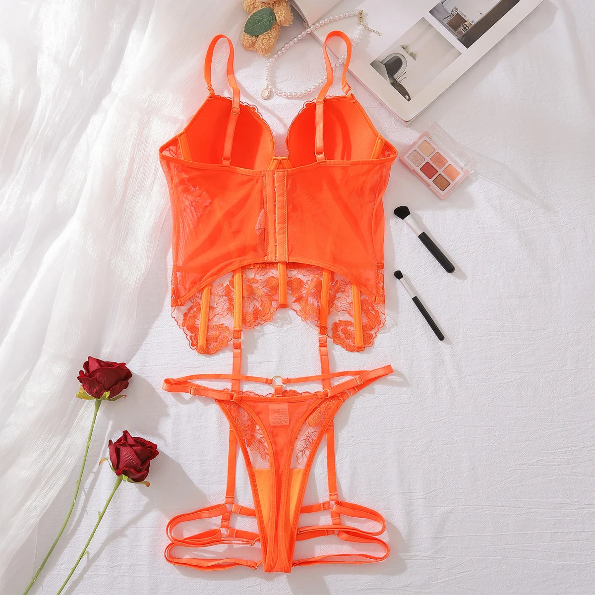 Women's Floral Lingerie Push Up Underwear Outfit Corset Lace Set