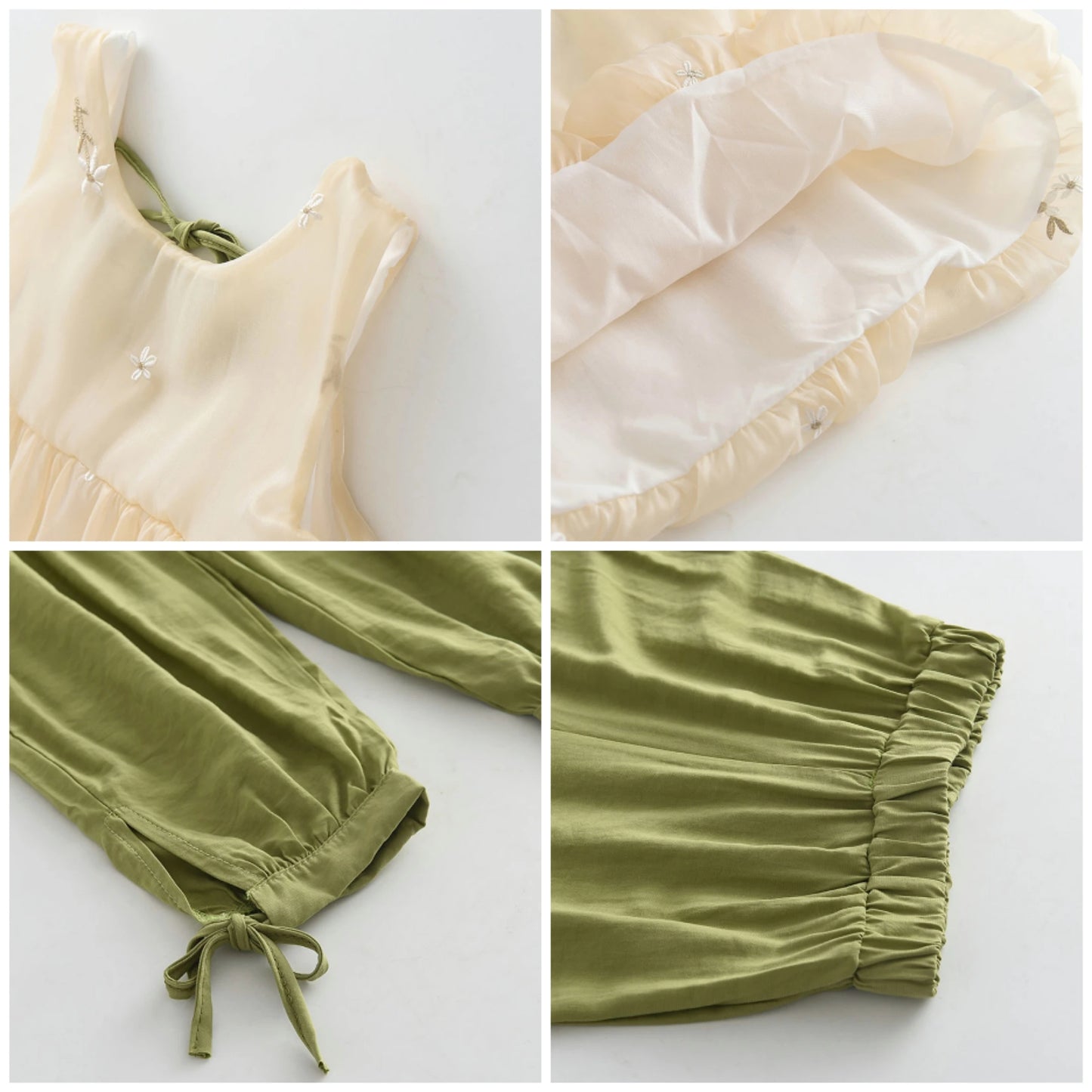Girls Summer Hollow Suspender Top & Trousers Set – 2-Piece Casual Outfit