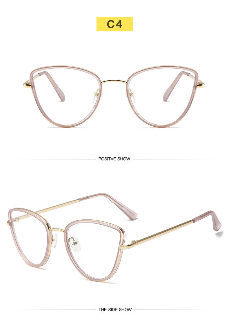Fashion Cat Eye Eyeglass Frame - Anti Blue Light Prescription Compatible for Women