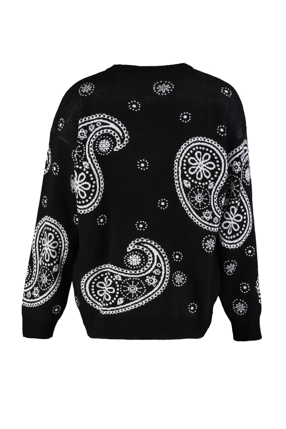 Men's Pullover Oversize Standard Sleeve Paisley Crew Neck Knitwear Unprinted Sweater