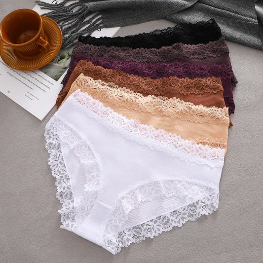 Women's Cotton Lace Briefs – 3 Pack
