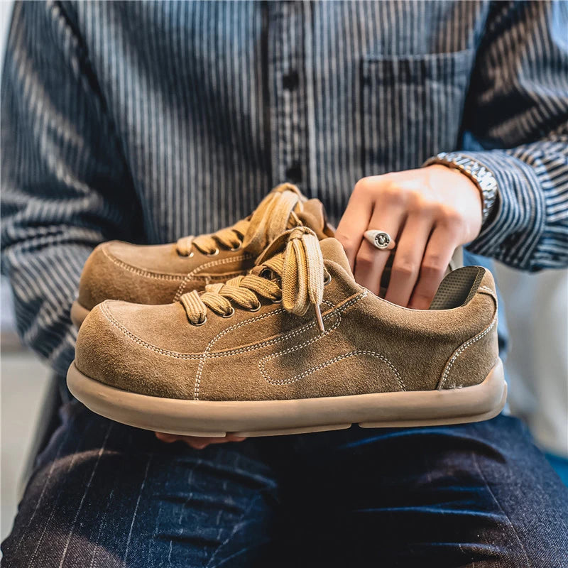 Men's Suede Leather Lace-up Casual Comfortable British Shoes