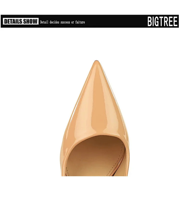 Patent Leather Stiletto Pumps - Pointed Toe High Heels for Special Occasions