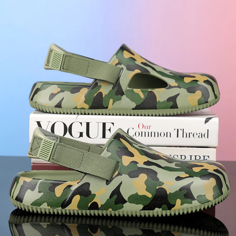 Men's Summer Slippers Sandals Camouflage  Clogs Beach Slippers Flip Flop Casual Slides