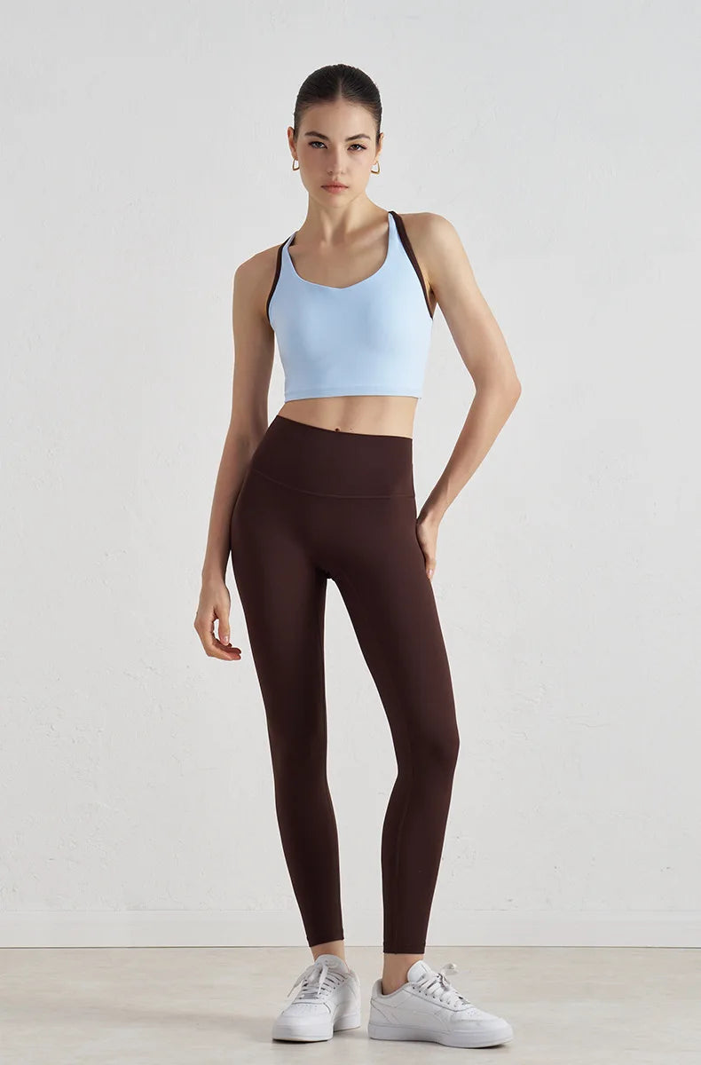 Two-Tone Nylon Sports Bra - Removable Chest Pad