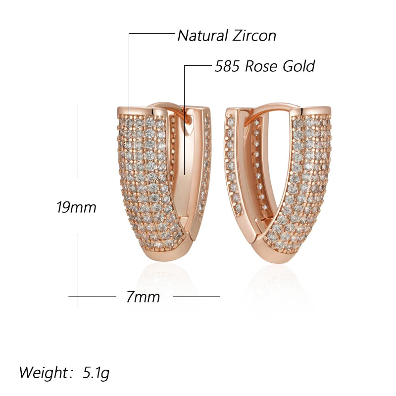 585 Rose Gold Colour V Shape Hoop Earrings For Women