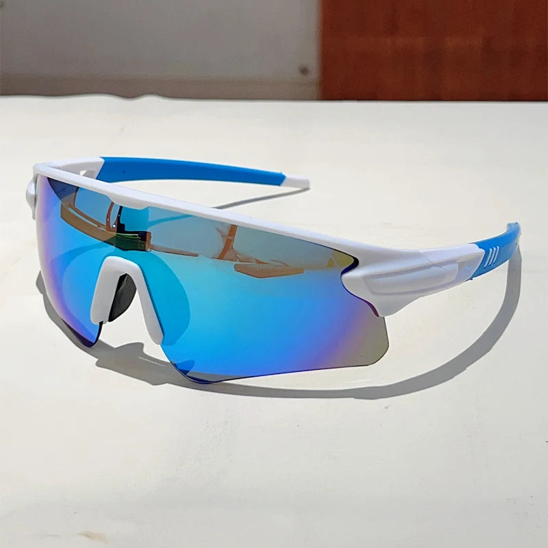 Men's Sports Goggle  Semi Rimless Mirror Outdoor Cycling Sunglasses Wrapped Round Windproof Shades for Fishing