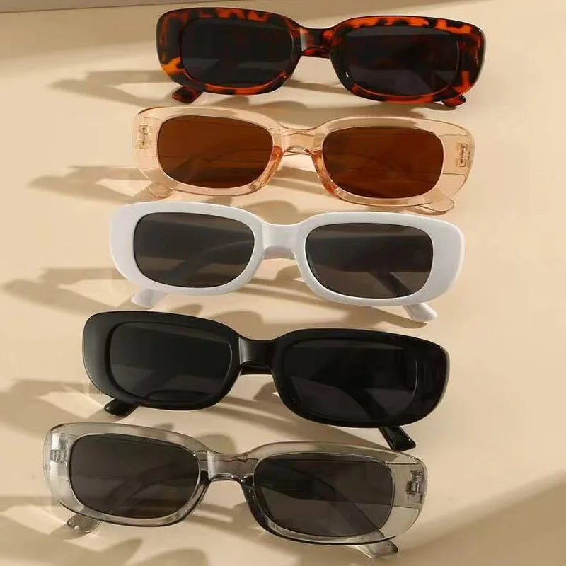 5 Pack Small Square Sunglasses Set - Black White Gray Tortoiseshell Plastic Frame UV400