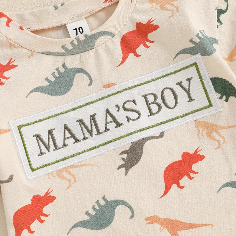 Baby Boys Dinosaur Romper - Letter Embroidery Short Sleeve Bodysuit (0-18M)