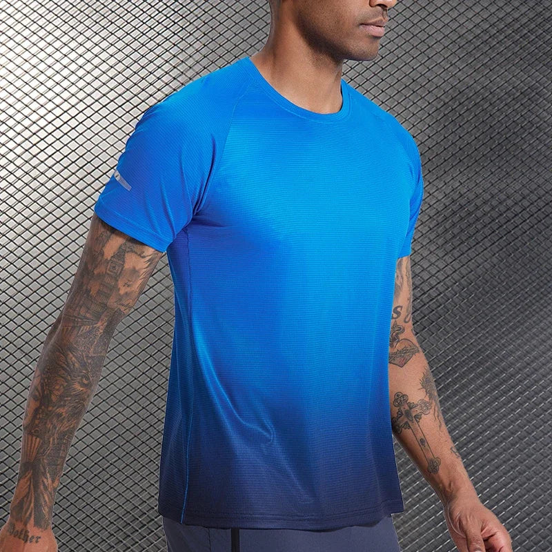 Men's Ice Silk Short Sleeve Running Exercise Sweatshirt Training  Sports T-Shirt