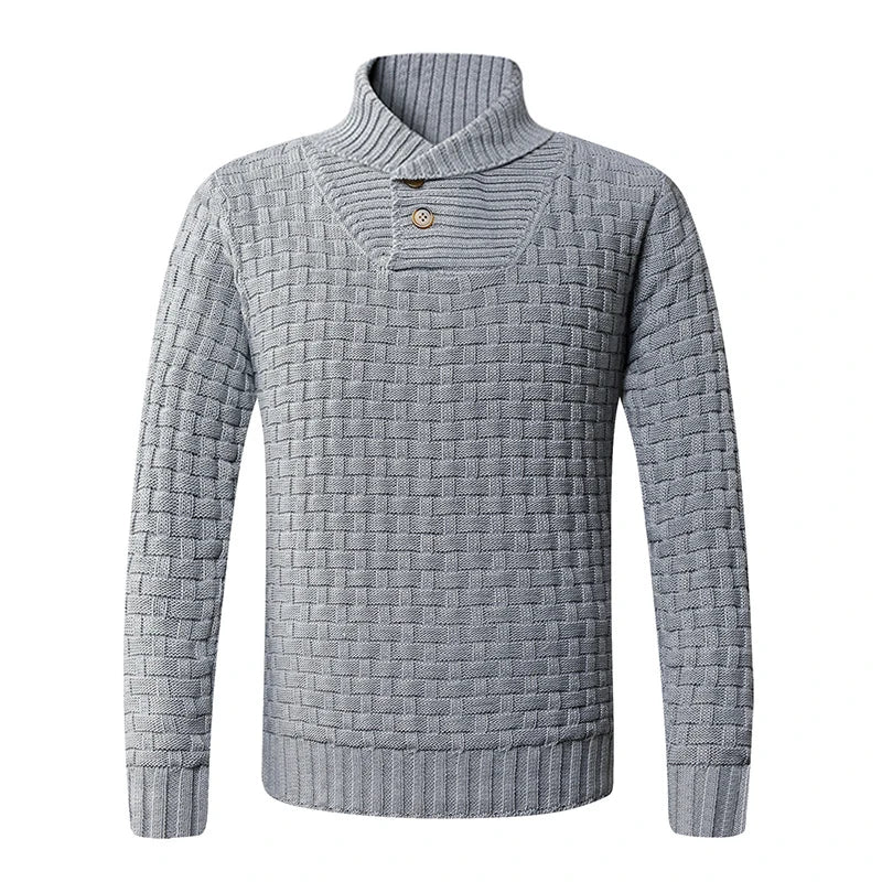 Men's Turn Down Collar Knitted Sweater - Slim Fit Casual Pullover