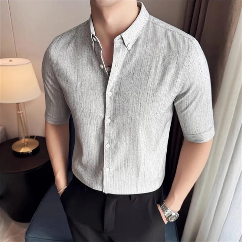 Men's Slim Fit Half Sleeve Shirt with Turn-Down Collar