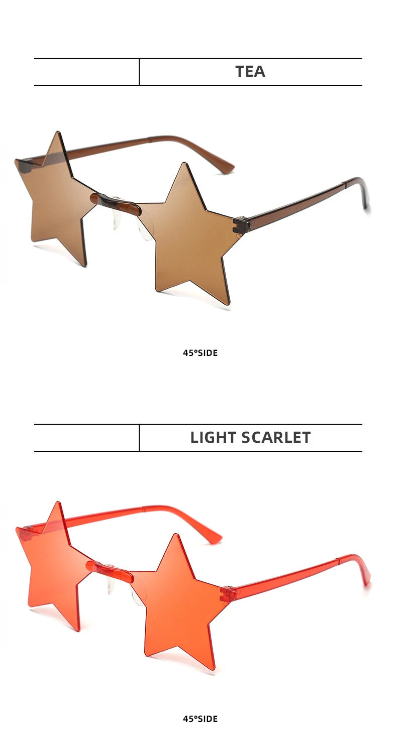 Women's 12/16 Pack Rimless Star Shaped Sunglasses Set