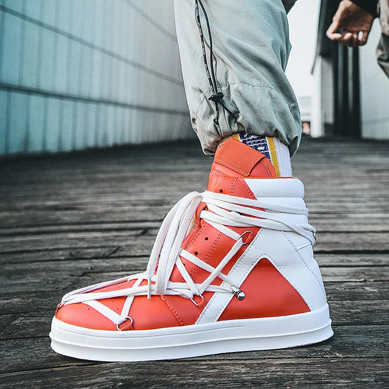 Men's Casual High-top Sports Strap Design Sneakers