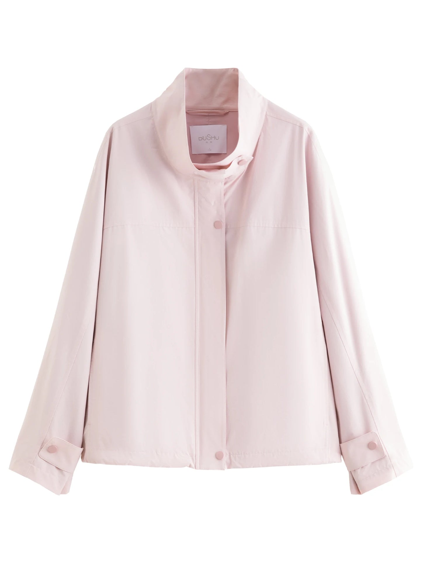 Pink Cropped Jacket - Relaxed Fit Drawstring Hem Windbreaker