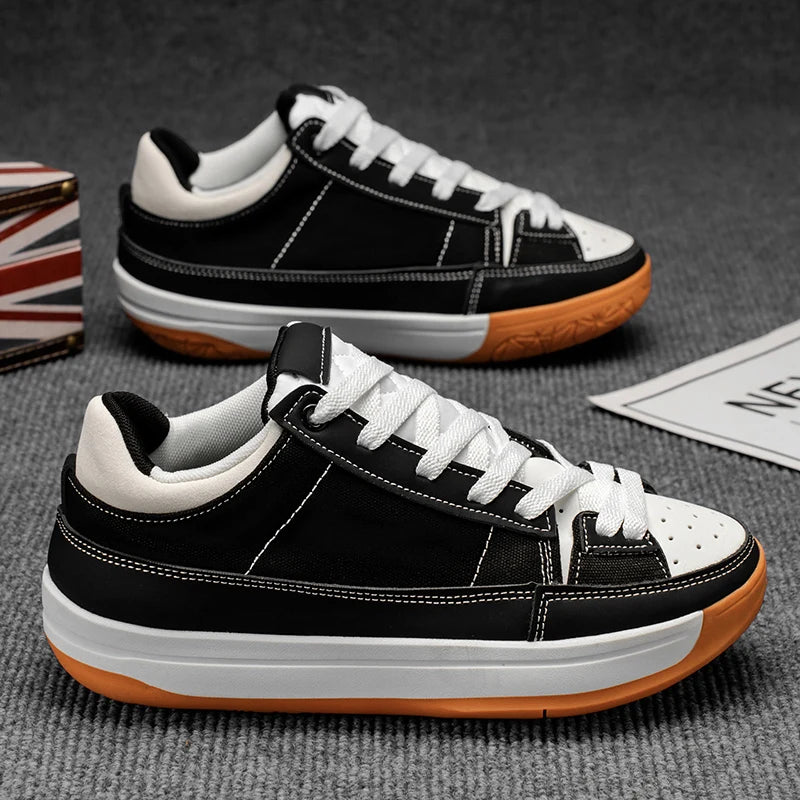 Men's Canvas Platform Sneakers - Vulcanized Skateboard Shoes