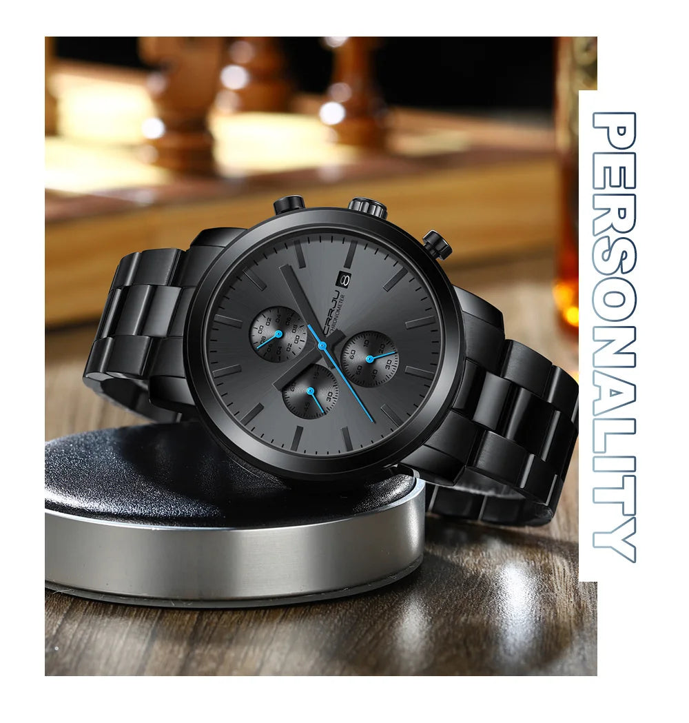 Stainless Steel Chronograph Watch - Luxury Waterproof Business Watch