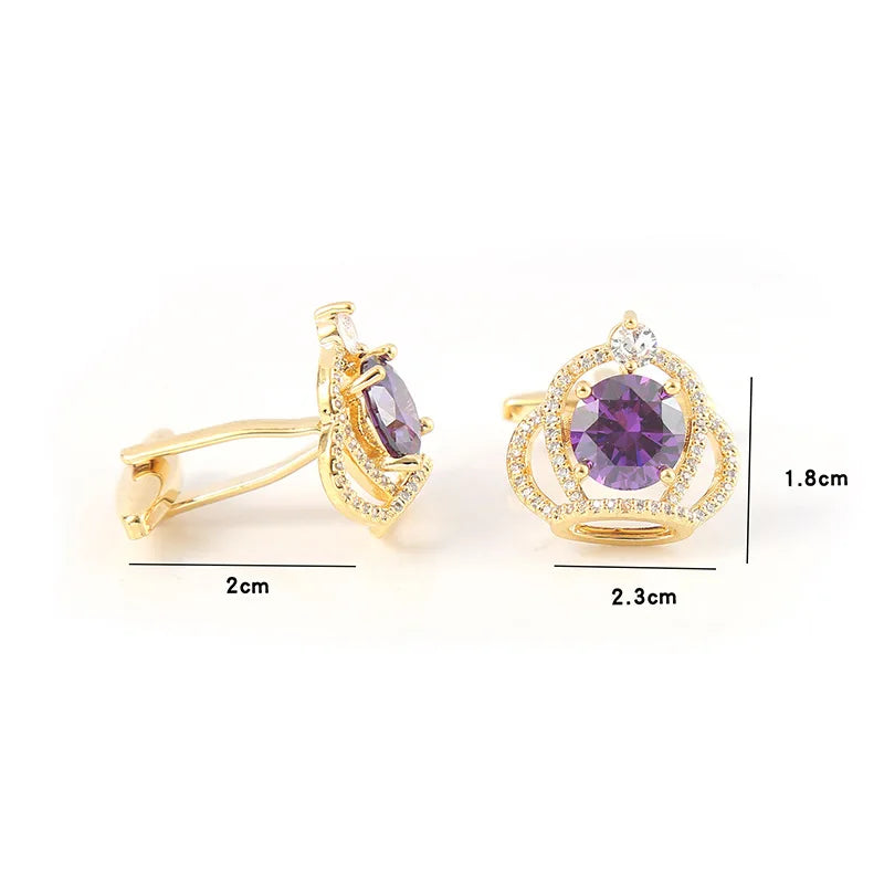 Unisex Crown Zircon Cufflinks - Button Shirt Suit Cuff Links Jewellery Accessories