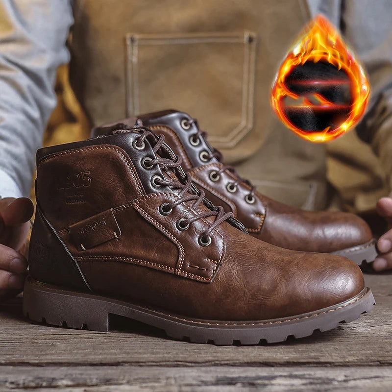 Men's Autumn Platform Boots - High-Top Lace-Up Ankle Sneakers