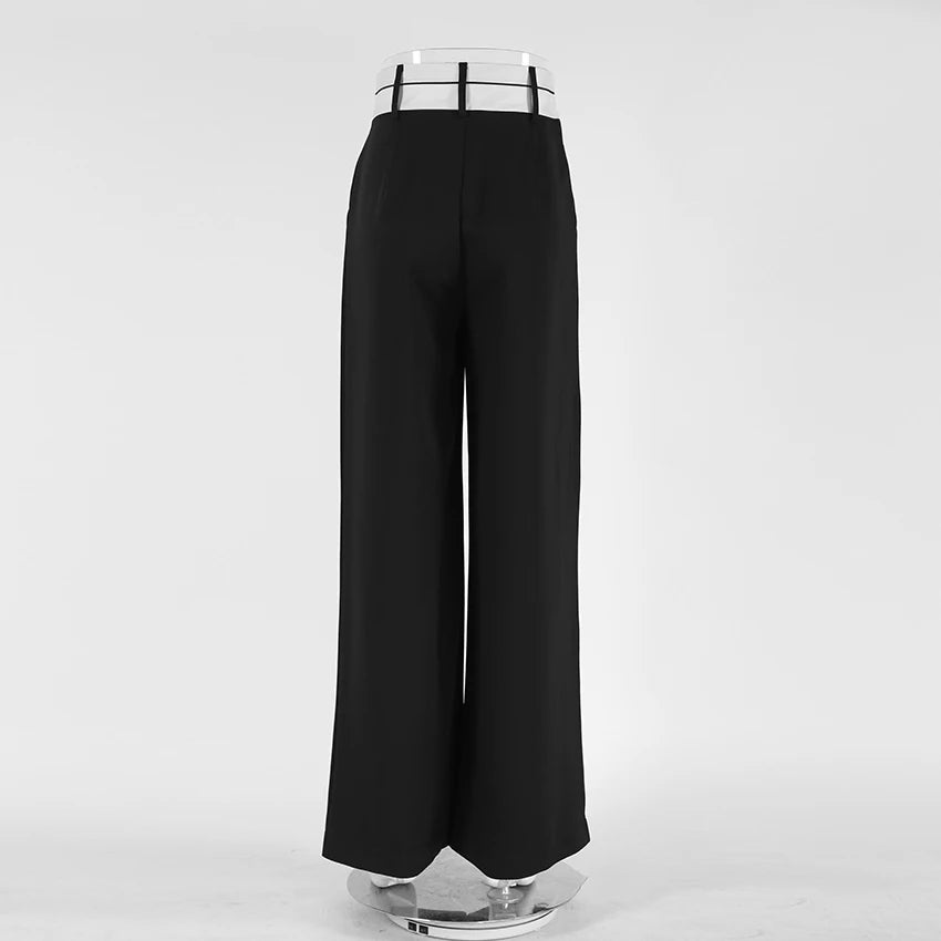 Women's 18 Patchwork Wide Leg Contrast High Waist Baggy Trousers