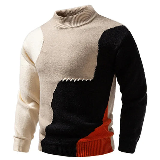 Patchwork Knitted Warm Pullover Sweater