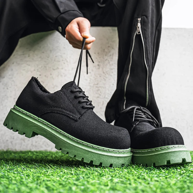 Men's Platform Denim Lace-up  Derby Shoes